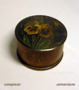 Шкатулка "Анютины глазки". Дерево, роспись. Перв. пол. ХХ века. №13811